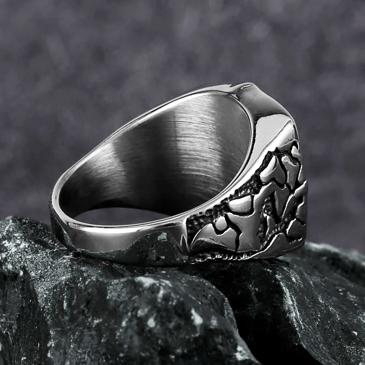 Vikings Cross Nautical Chart Amulet Ring Men's Stainless Steel Nordic Rune Ring Gift Biker Punk Hip Hop Jewelry