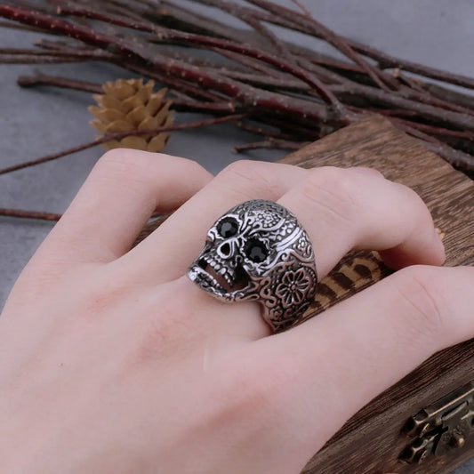Bague Flower and Skull