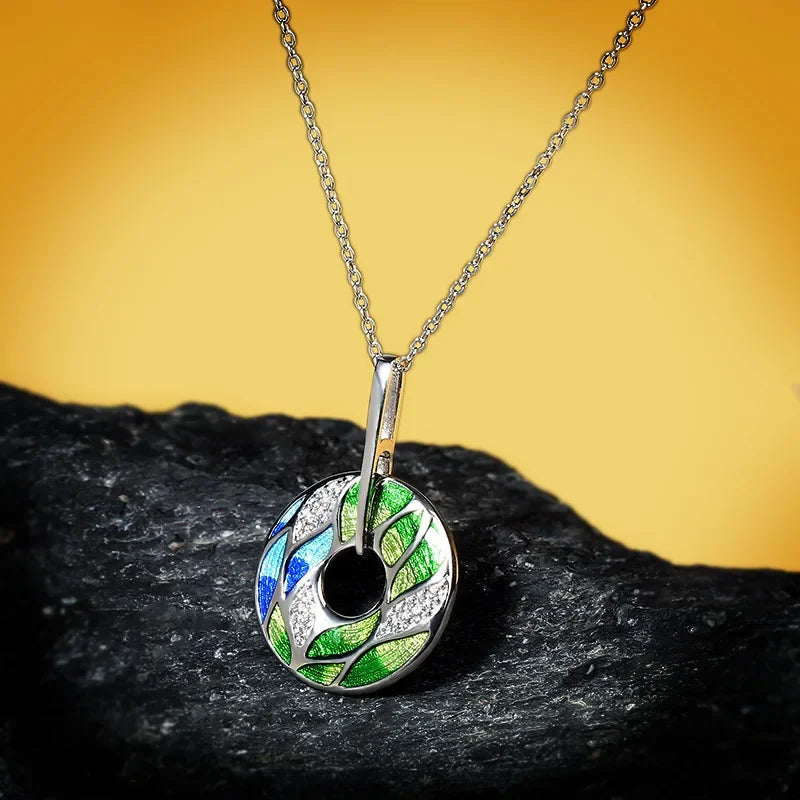 Pendentif Feuille étincelante Argent S925&Zirconium