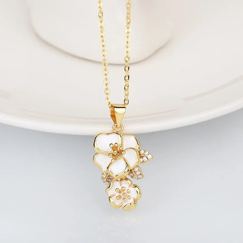 Pendentif  Fleurs de Jasmin  Argent S925&Zirconium