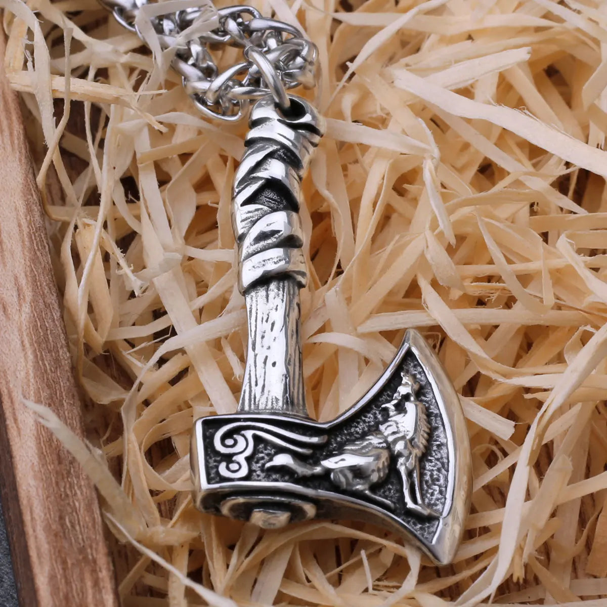 Pendentif Hache Viking Wolf&Crow