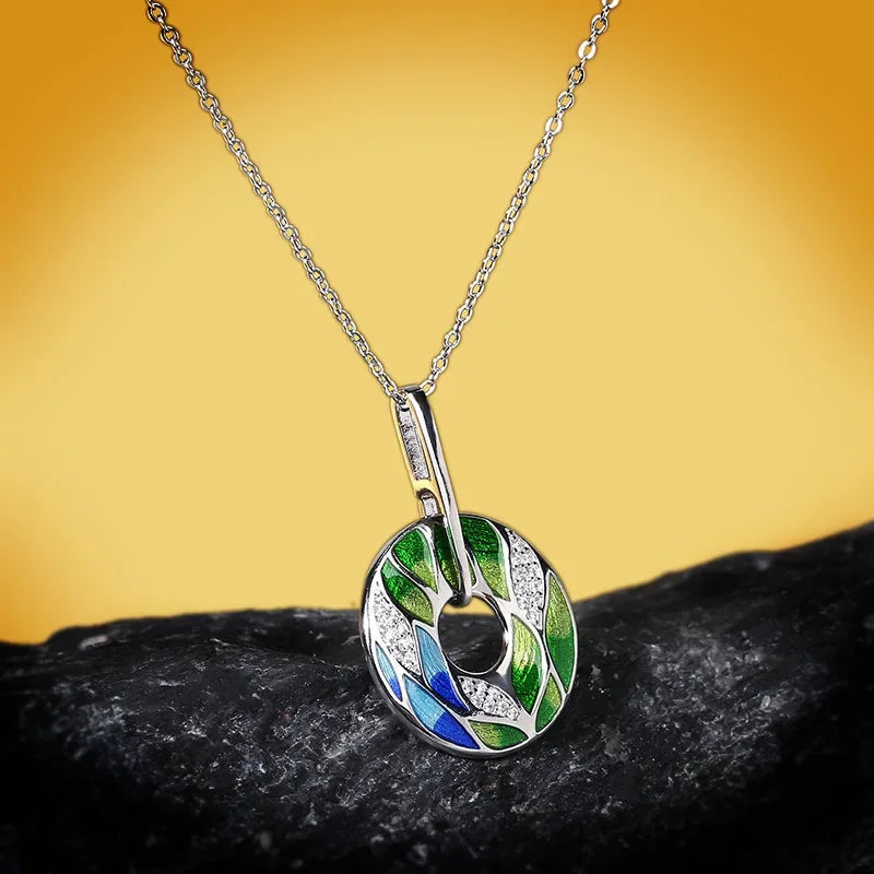 Pendentif Feuille étincelante Argent S925&Zirconium