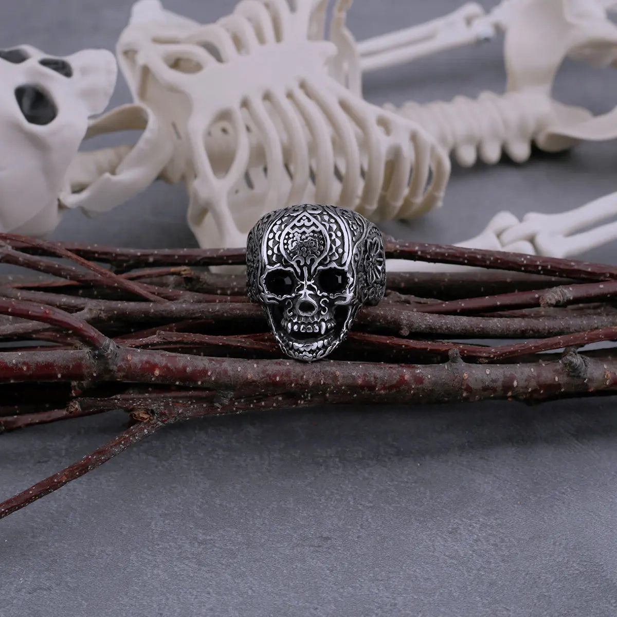 Bague Flower and Skull