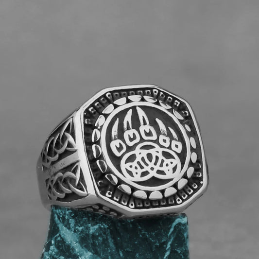 Viking Wolf Claw Rune Ring Men Women Norwegian Animal Bear Claw Amulet Ring Stainless Steel Scandinavian Jewelry Gift