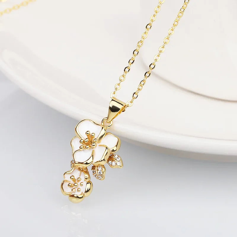 Pendentif  Fleurs de Jasmin  Argent S925&Zirconium