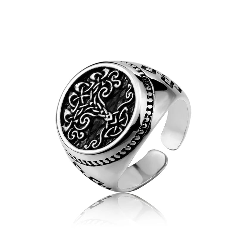 Stainless Steel Tree of Life Signet Ring Classic Men Viking Amulet Rings Nordic Jewelry BR8-732