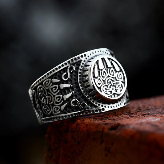 Anneaux Symbole Viking Patte d'ours Acier Inoxydable