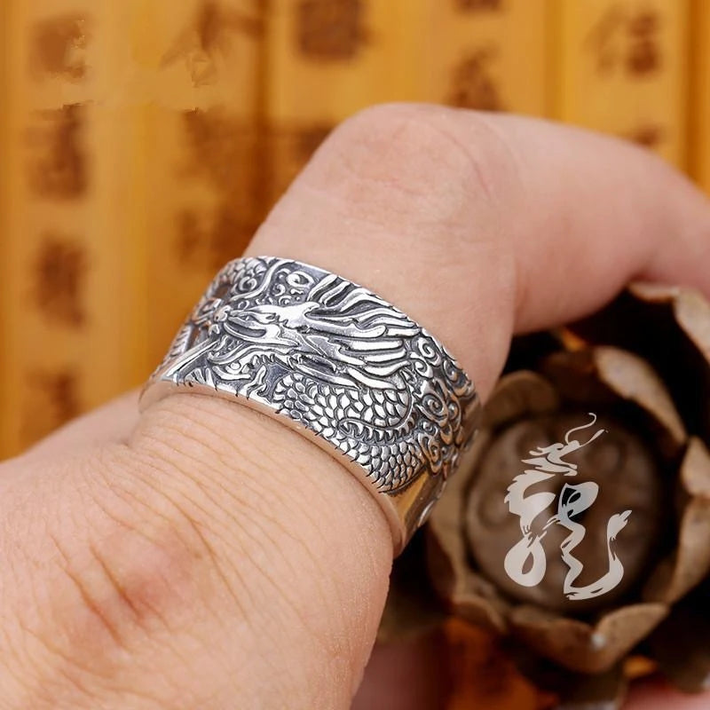 Bague ajustable Long Dragon des cieux