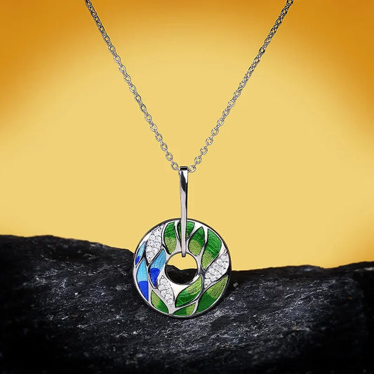 Pendentif Feuille étincelante Argent S925&Zirconium